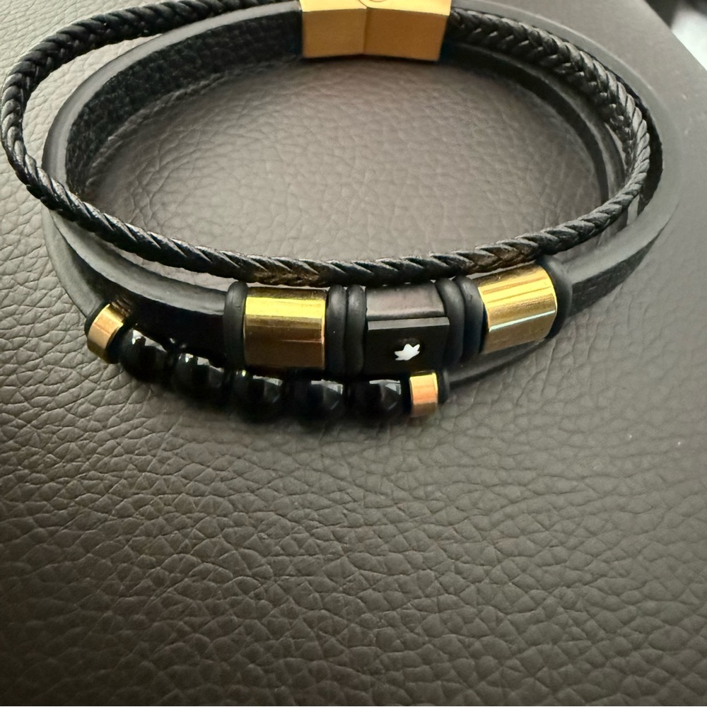 Montblanc triple leather bracelet w/magnetic closure. EUC like new
